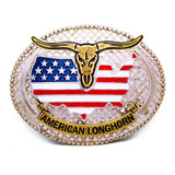 Fivela Country Bandeira Eua American Longhorn Original