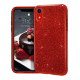 Capa Para iPhone XR Glitter Vermelha  + Segurador De Apoio