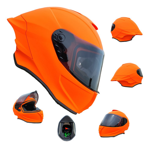 Casco Para Moto Naranja Neon Deportivo Ece Xtrong Certificad