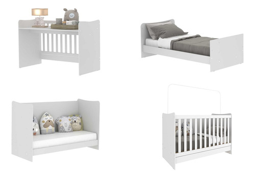 Cuna 4 En 1 Para Bebes, Mini Cama, Sofa Y Escritorio Blanco