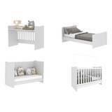 Cuna 4 En 1 Para Bebes, Mini Cama, Sofa Y Escritorio Blanco