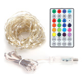 Cadena De Luces Usb, 16 Colores, 200 Led, Cable De Cobre Rgb