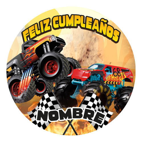 Lona Personalizable Monster Truck 2x2 Mtrs Decoracion Fiesta