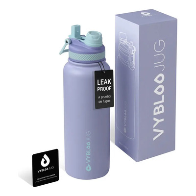 Termos Botella de Agua 40oz Acero Inoxidable Tapa 2 en 1 Color Amatista | Meses sin interés