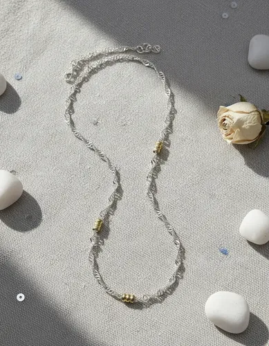 Cadena Singapur Plata 925 Con Apliques En Oro Gtia Mujer