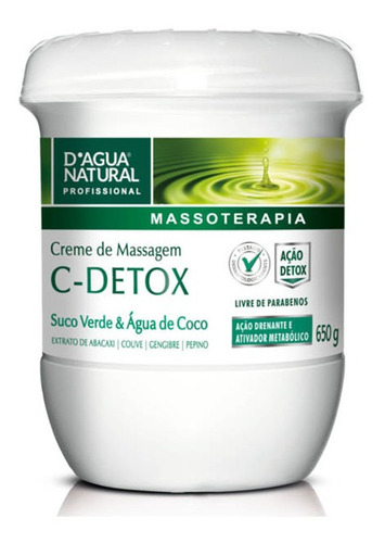 Creme De Massagem C-detox 650g - Dagua Natural
