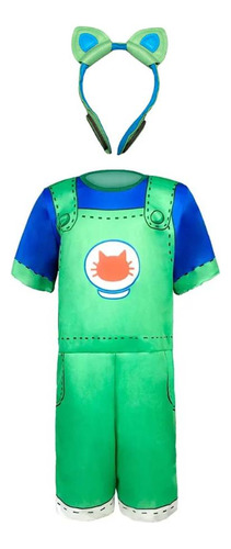 Roupa Infantil Gato Galactico Youtuber Curta Com Fone Orelha