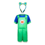 Roupa Infantil Gato Galactico Youtuber Curta Com Fone Orelha