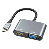 Cabo Adaptador Conversor Usb Tipo-c Para Vga E Hdmi