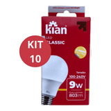 Kit 10 Lâmpada Led Amarela 9w 3000k Economica Bivolt  2022 Cor Da Luz Branco-quente 110v/220v