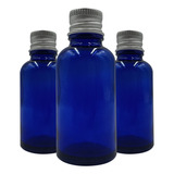 Frasco De Vidrio Azul 30 Ml Con Tapa Metalica X 100 Piezas