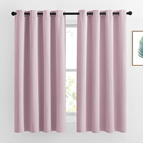 Cortinas Opacas De Aislamiento Termico 52x63in Color Rosa