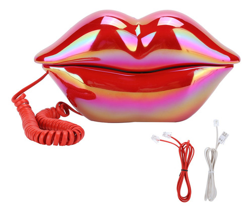Teléfono Fijo Alambrico Con Diseño De Labios Funky Retro Color Rosa Chicle
