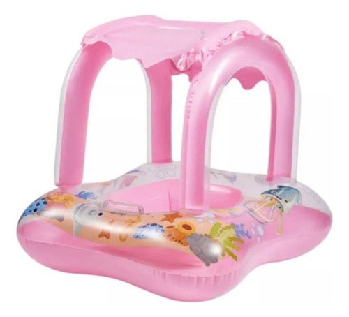 Boia Com Cobertura Bebe Bote Infantil Azul Rosa Piscina