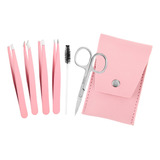 Wllhyf Juego De 6 Pinzas Para Cejas, Color Rosa, Profesional