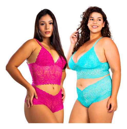 2 Conjunto Espera Marido Lingerie Plus Size E Regular