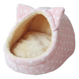 Cama Para Gatos, Nido Semicerrado Estrellas Rosa Mediano