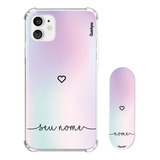 Kit Capa Personalizada + Suporte Celular Coração Degradê