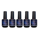 Kit 5 Top Coat Lirió Unhas Led Uv Extra Brilho Acrigel Gel 