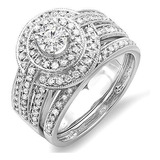 Anillo De Compromiso Diamante Halo 1.10 Ct. 14k, Oro Blanco