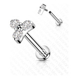 Piercing Labret Titânio Trinity Zirconias 6mm 8mm 10mm