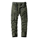 Pantalones Cargo De Algodón Multibolsillo Para Hombre