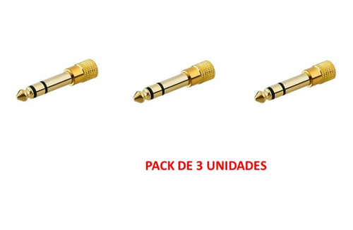 Pack De 3 Unidades Adaptador 6.35mm Stereo Plug 3.5mm Stereo