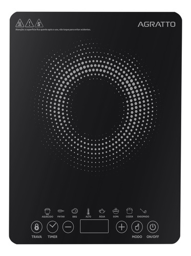 Fogão Cooktop Indução Uma Boca Elétrico Timer Toch Screen