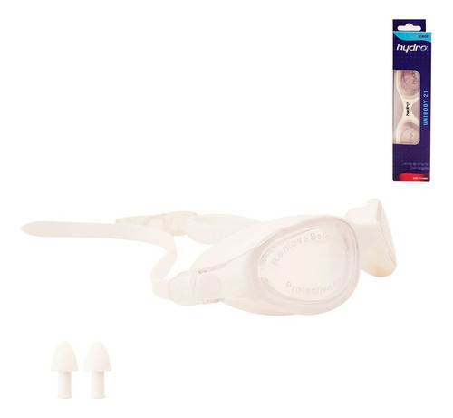 Antiparras Hydro Unibody + Tapones Lente Natacion Antifog Uv Color Blanco