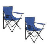 Juego X 2 Sillas Camping Plegables Reforzadas Director Azul