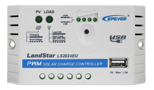 Controlador De Carga Solar  Pwm 20a - 12/24v, Usb, Epever