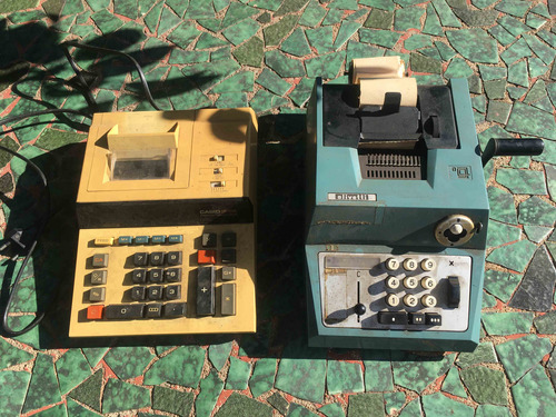 Lote De 2 Calculadoras Viejas, Olivetti Y Casio