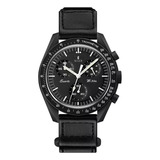 Reloj Unisex Seger 1982 Original Moonswatch Elegante Sport Color De La Malla Negro Color Del Bisel Negro