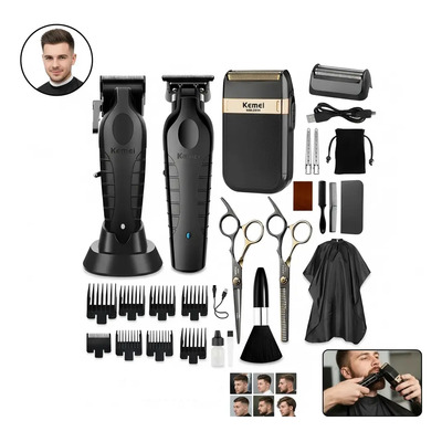 Kit De Cortadora De Pelo Kemei 2296+2299+2024 Color Negro | Meses sin interés