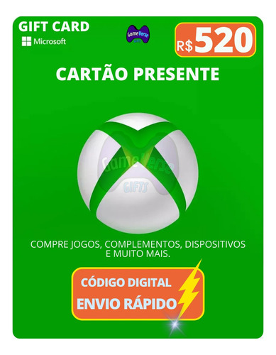 Gift Card Xbox Cartão Presente Microsoft Live R$ 520 Reais