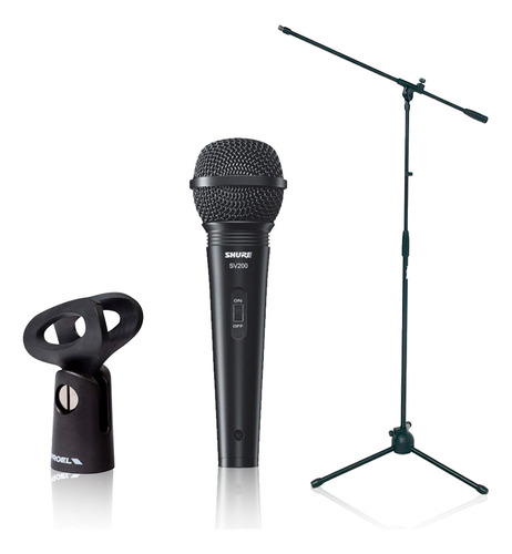 Kit Microfono Sv200 Shure + Base Y Abrazadera Proel Lw Ms10