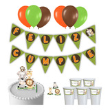 Kit Decoración Para Cumpleaños - Animales De La Selva Zafari