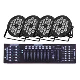 4 Canhao Led Parled 18x15w Rgbw+uv Iluminação + Mesa Dmx