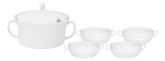 Aparelho De Sopa Em Porcelana 5 Peças Panela + Tigela Oxford