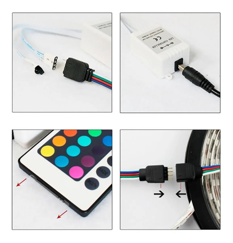 Kit Controle + Controlador Fita Led Rgb Modelo 3528 5050 Tensão De Operação 12v 12v