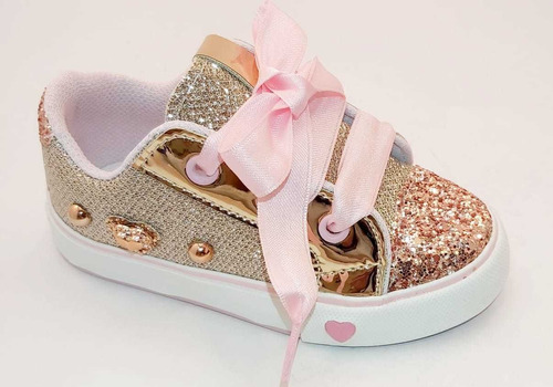 Zapatillas Bebe Nena Brillos Dorado Glitters