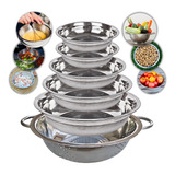 Conjunto 5 Tigela Bowls + Escorredor Inox Multiuso Alimentos