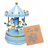 Caja De Música Jofanvin Unicom Gifts Blue Mechanism Carousel