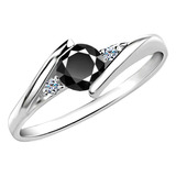 Anillo Oro 10k Certificado Diamante Negro Swarovski M Lvr