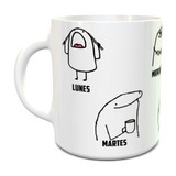 Taza De Ceramica 11oz Flork Dias De La Semana Meme Full