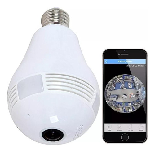 Lampara Camara Espia Wifi Led Ip Hd 360° Ojo De Pez 128gb