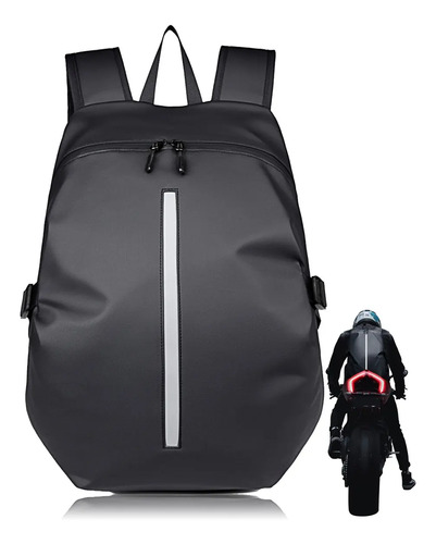 Mochila Impermeable Para Motociclista En Color Negro Con Diseño De Línea Reflectante Gran Capacidad Para Casco
