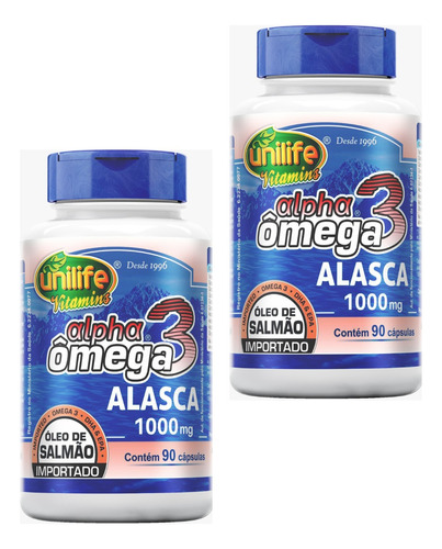 2 Suplementos Unilife Alpha Ômega3 Óleo De Salmão - 90 Cáps.