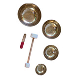 Kit Harmonico De 4 Taças Douradas Para Terapias E Concerto