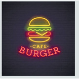 Letrero Led Neon Hamburguesa Cafe Comida Ancho 90cm Luminoso